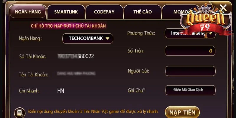 Nạp Tiền Queen79: Thao Tác Chi Tiết Dành Cho Tân Thủ 8 Nạp tiền Queen79